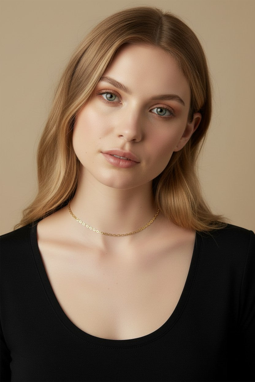 18k Gold Filled Lace Chain Choker Necklace