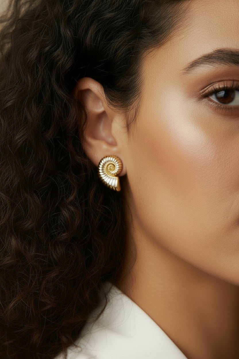 18k Gold Filled Nautilus Stud Earrings — Nature's Most Perfect Geometry, On Your Ear