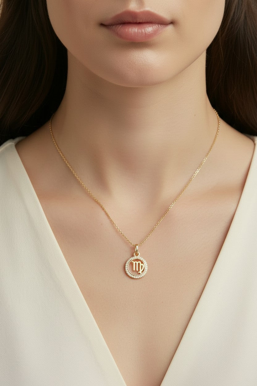 ♍ 18k Gold Filled Virgo Constellation Pendant — Your Stars. Your Sign. Worn in Gold Always.