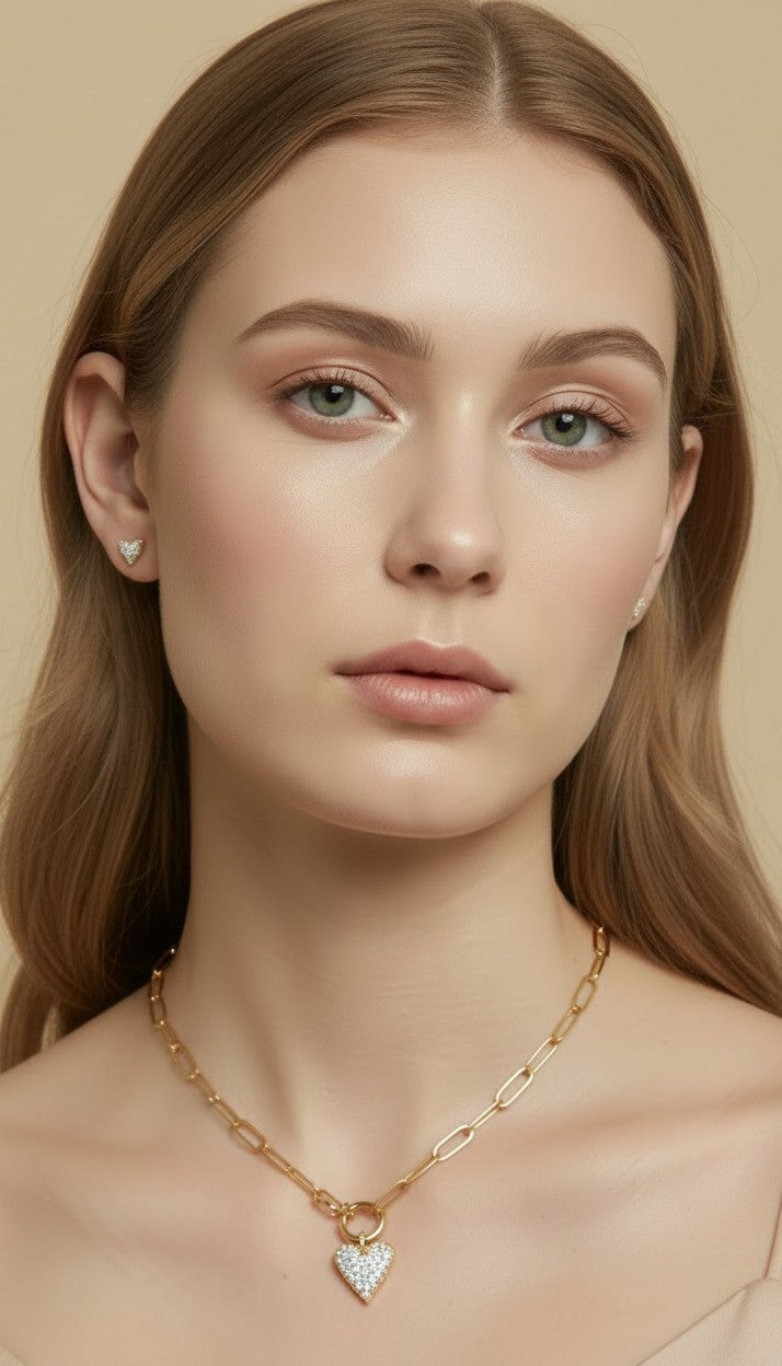 💖 18k Gold Filled Colored CZ Heart Pendant — Five Colors. One Pavé Heart. Hang It Anywhere.