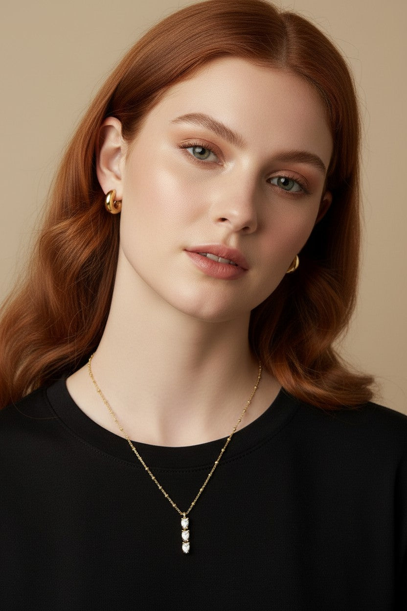 18k Gold Filled Triple Heart CZ Satellite Chain Necklace — Dainty, Sparkling & Undeniably Romantic
