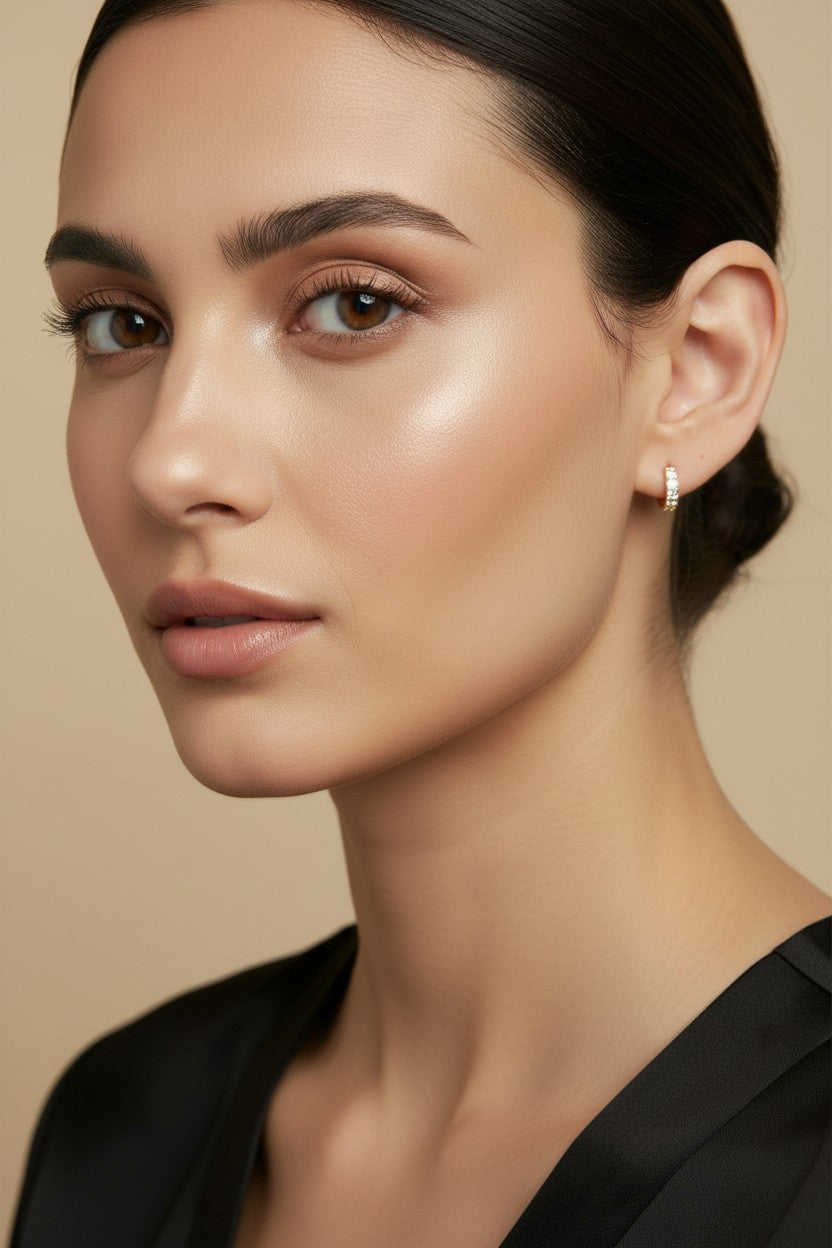 ✨ 18k Gold Filled Petite Pavé CZ Clicker Hoop Earrings — Micro Sparkle. Tiny Hoop. Maximum Elegance.