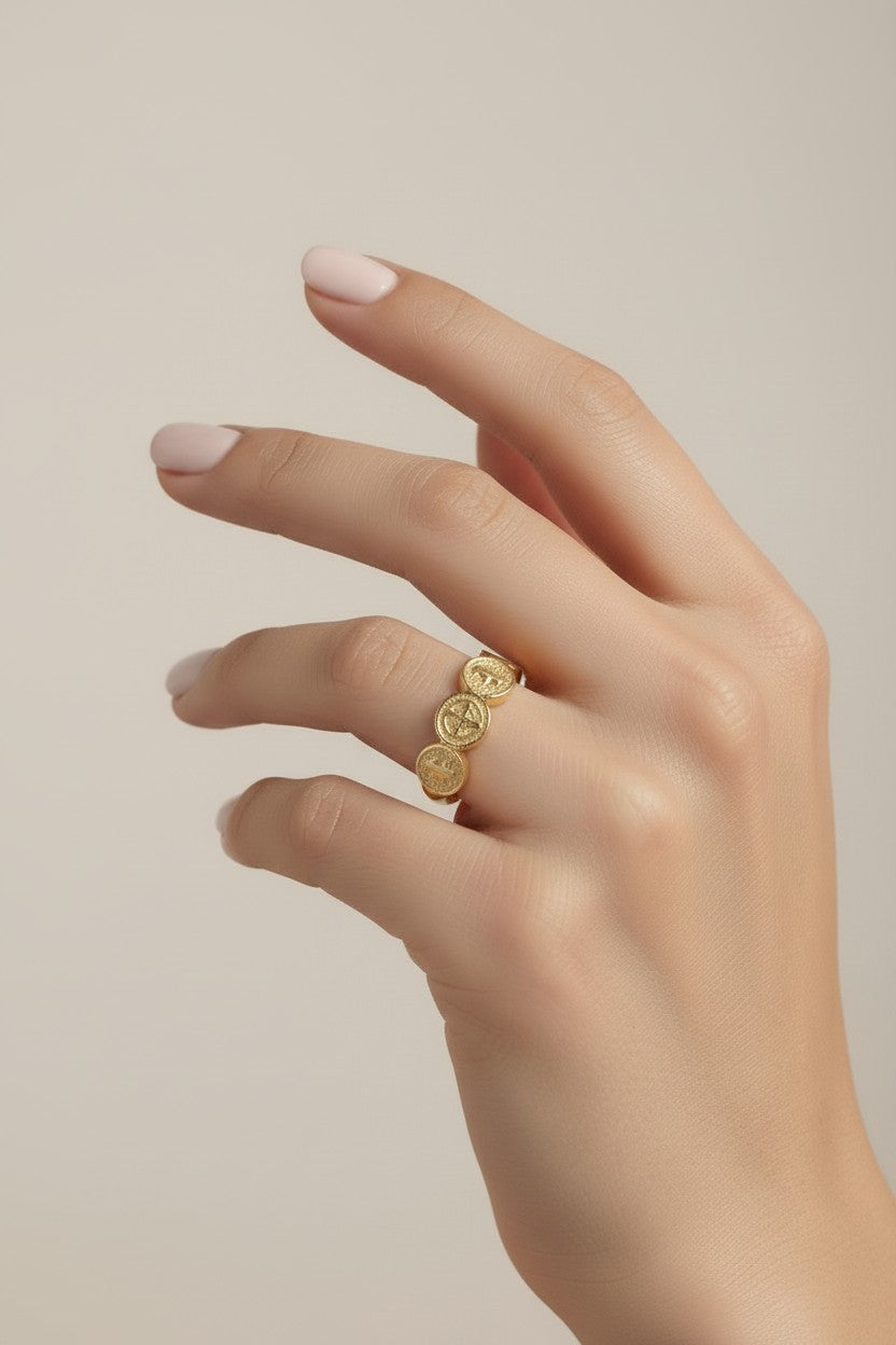 Saint Benedict Ring - Triple Band Religious Ring for Men & Women