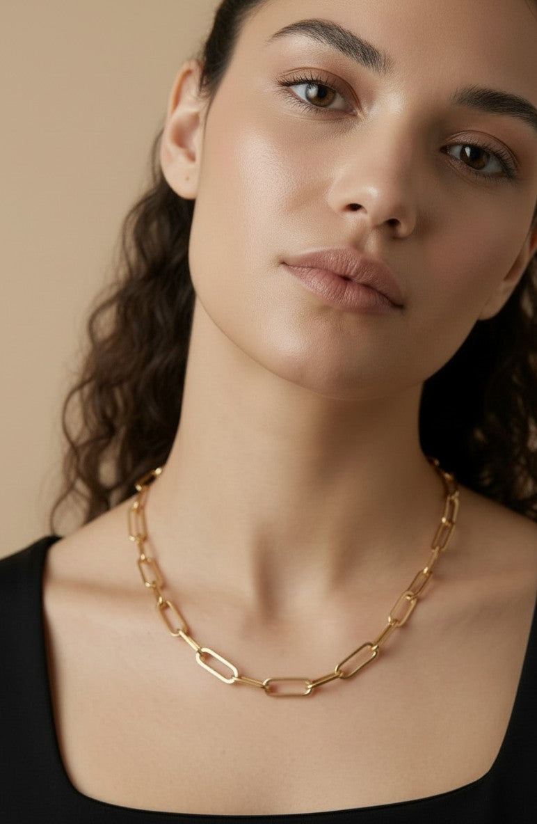 ✨ 18k Gold Filled Oversized Paperclip Chain Necklace — The Chain That Made the Paperclip Iconic