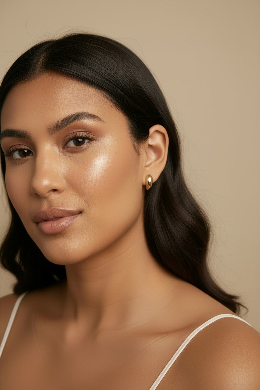 ✨ 18k Gold Filled Polished Curved Drop Earrings — A Single Graceful Drop. Nothing More Needed.