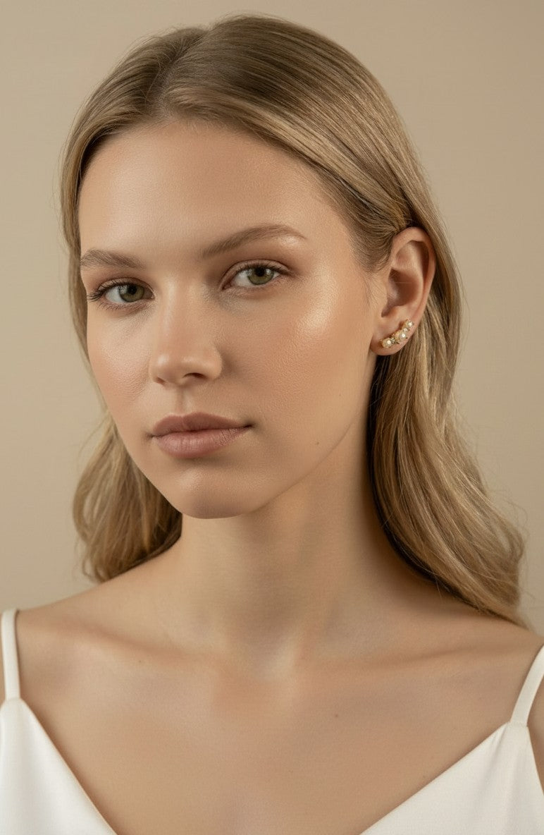 18k Gold Filled Pearl & Crystal Earrings