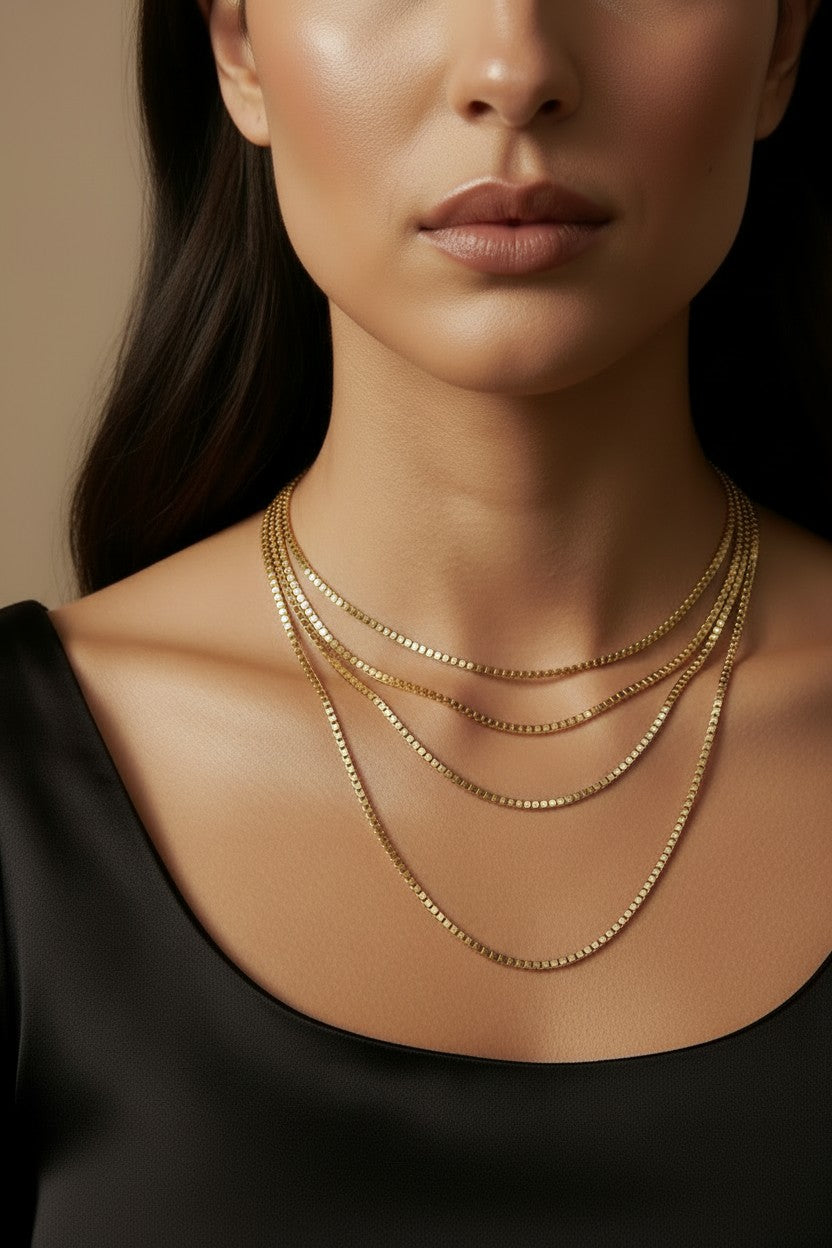 ✨ 18k Gold Filled 2mm Box Chain Necklace — The Box Chain, Finally at Its Best Width. Three Lengths.