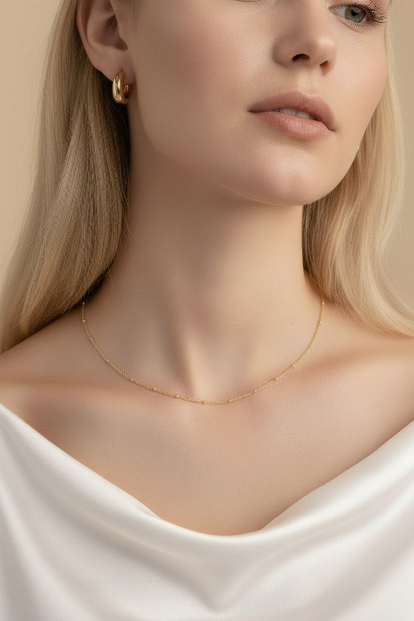 Satellite Chain Necklace - 1mm Thin Layering Chain for Women