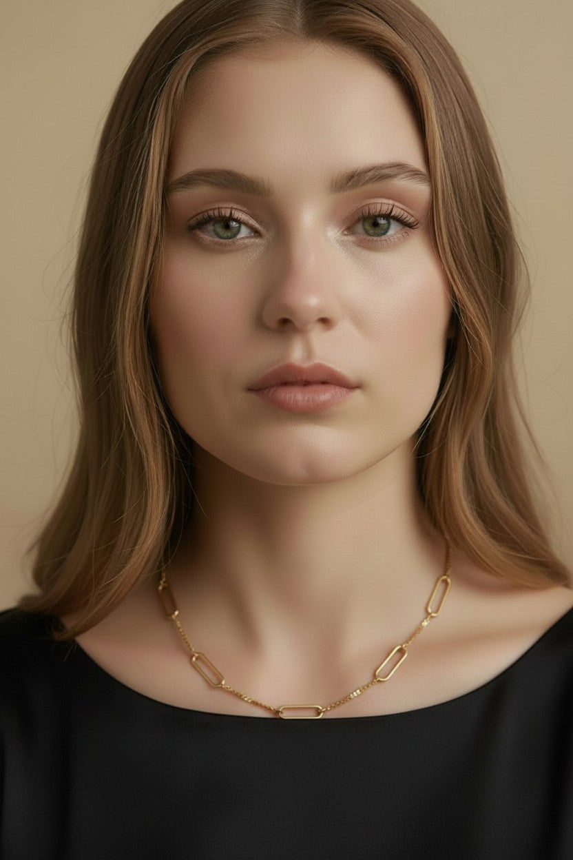 ✨ 18k Gold Filled Paperclip; Box Chain Necklace — Two Textures, One Effortlessly Striking Look