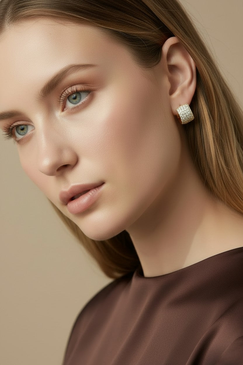 ✨ 18k Gold Filled Chunky Pavé CZ Clicker Hoop Earrings — Wall-to-Wall Brilliance. No Gold Left Bare.