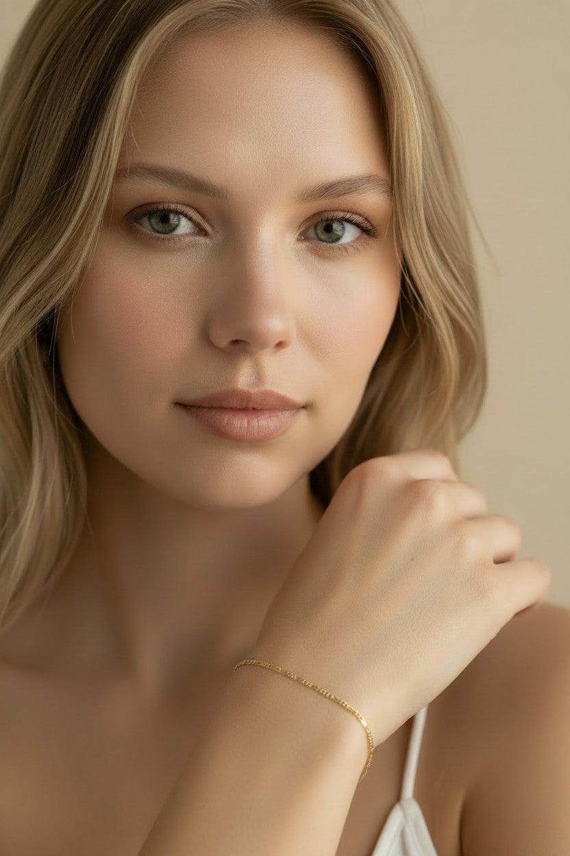 ✨ 18k Gold Filled 1.5mm Figaro Bracelet — Italian Character at Its Most Delicate