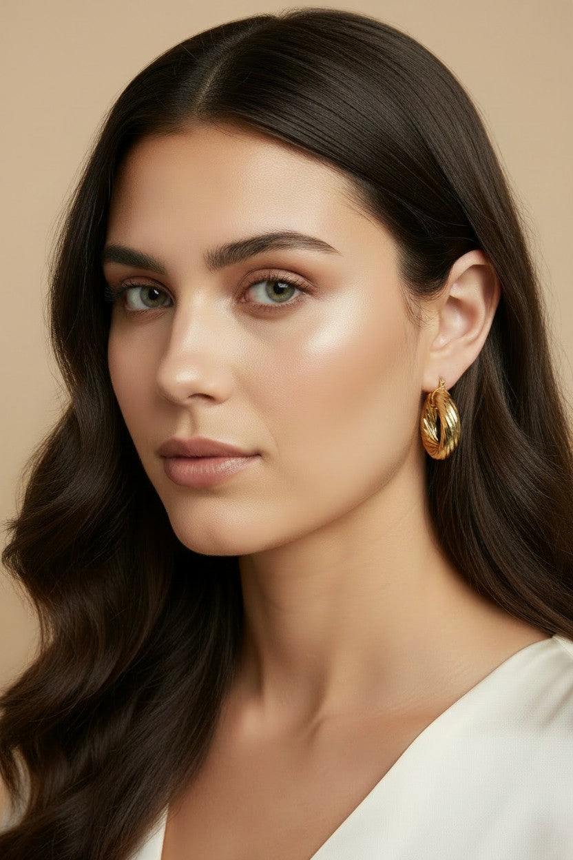 ✨ 18k Gold Filled Twisted Tube Hoop Earrings — Big. Bold. The Statement Hoop That Commands the Room.
