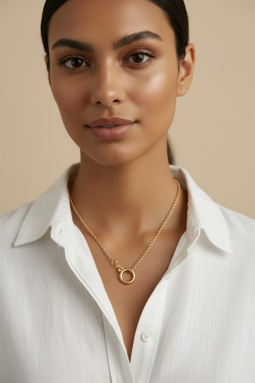 ✨ 18k Gold Filled Rolo Chain Necklace with Clicker Clasp — The Hardware Is the Statement