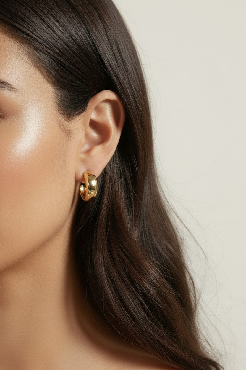 Chunky Gold C-Hoop Earrings | Thick Hoops | Modern Minimalist Earrings | Gift for Her