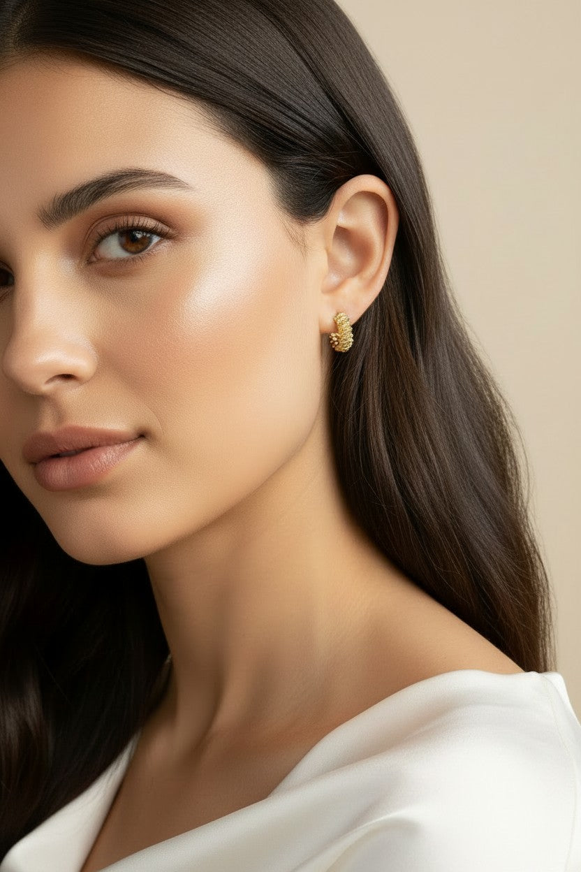 18k Gold Filled Ribbon Texture Huggie Earrings — The Huggie That Does More Than Hug