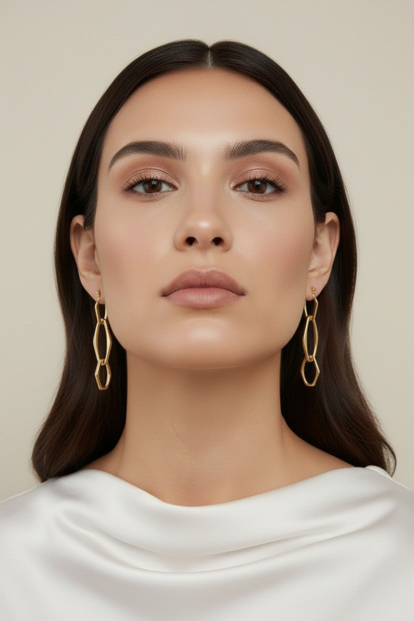 Geometric Dangle Earrings - Modern Statement Earrings for Women