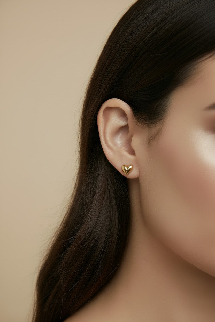 💛 18k Gold Filled Mini Uneven Heart Stud Earrings — Imperfect by Design. Perfectly Charming