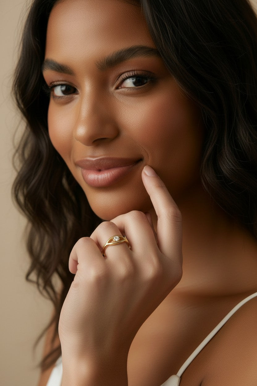 18K Gold Filled CZ Eye Ring