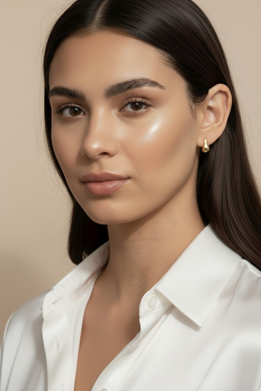 Teardrop Stud Earrings - Classic Drop Studs for Women