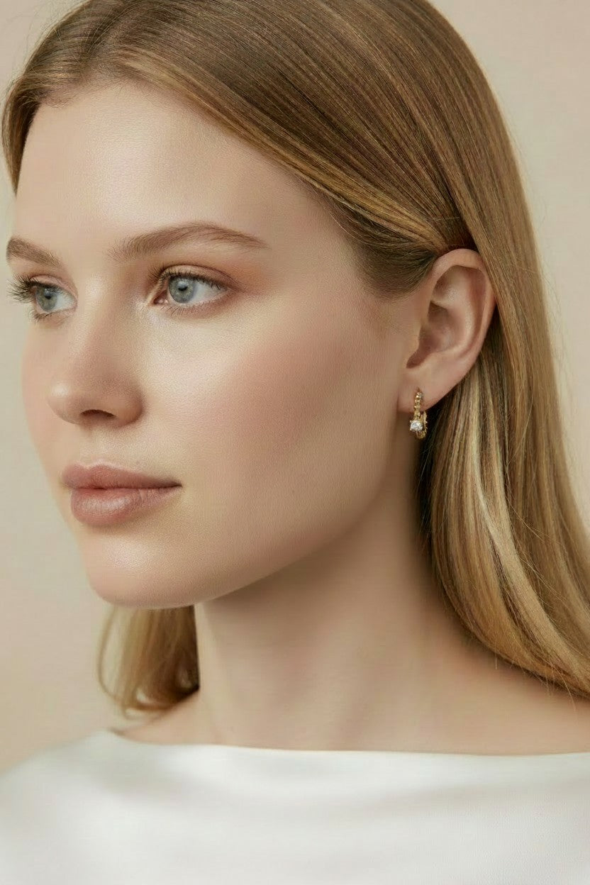 ✨ 18k Gold Filled Beaded CZ Hoop Earrings — A Thousand Tiny Gold Beads. One Perfect Sparkle.