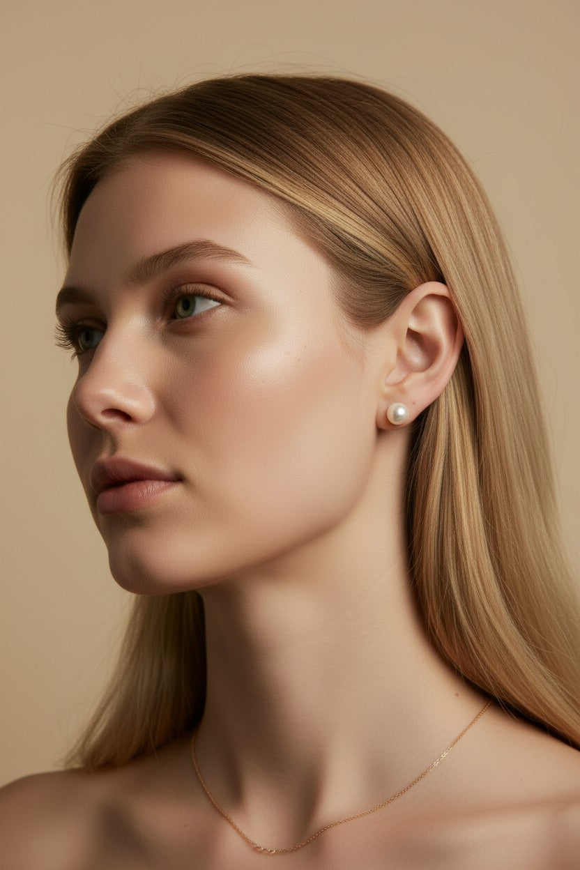 🤍 18k Gold Filled Korean Pearl Stud Earrings — The Classic That Every Jewelry Collection Needs.