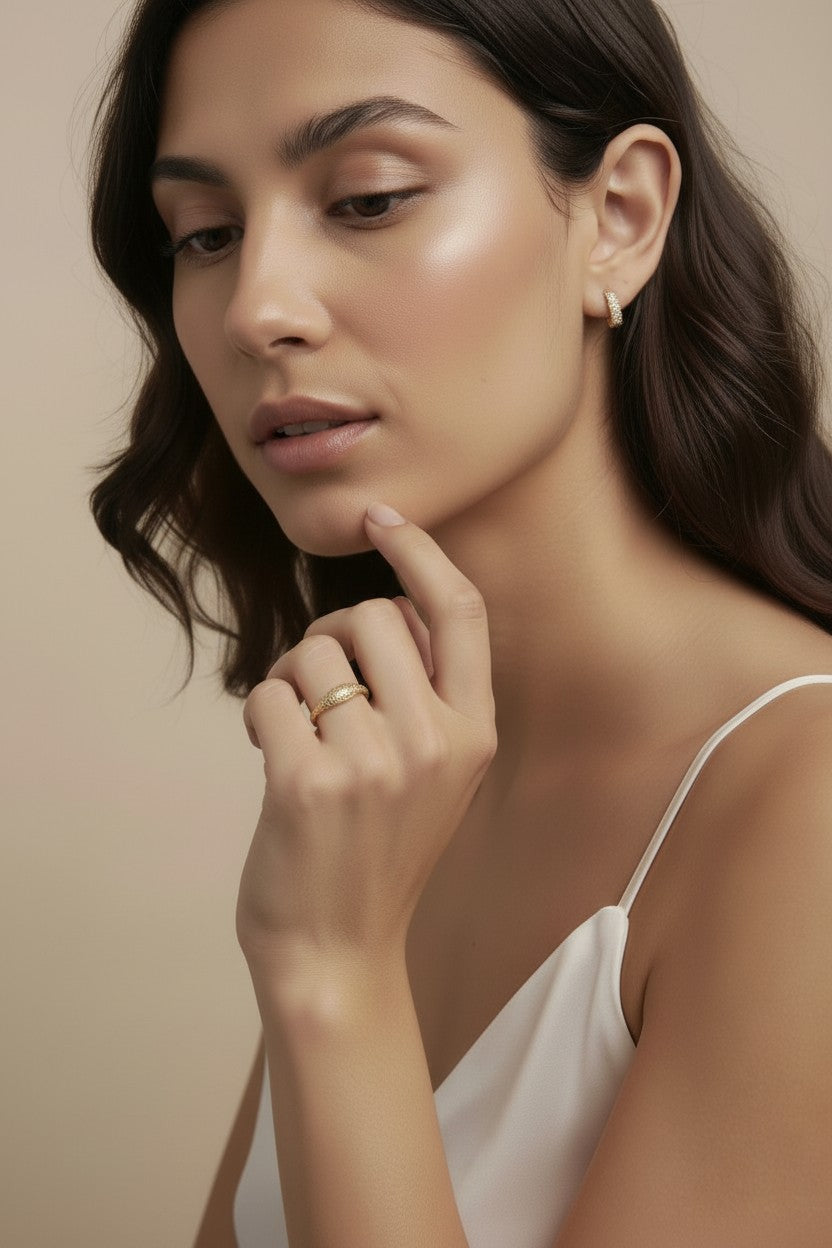 18k Gold Filled Mini CZ Dome Ring