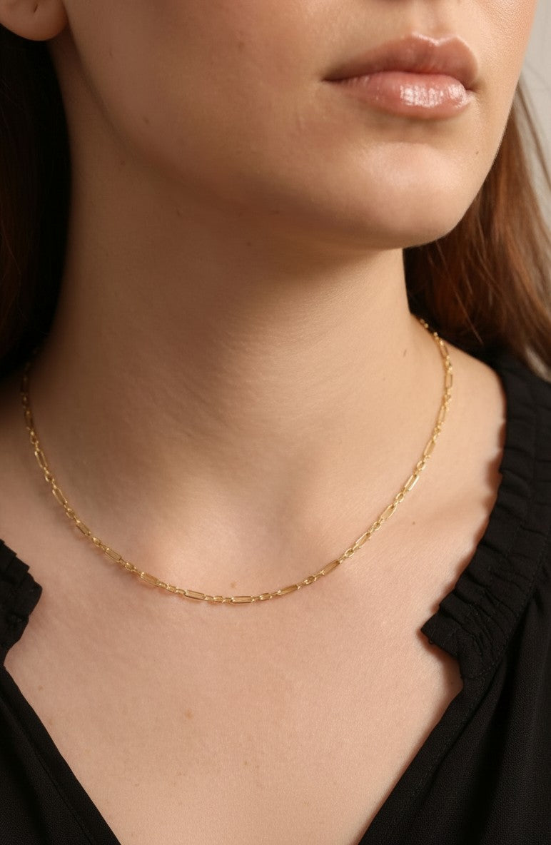 ✨ 18k Gold Filled 2.1mm 3x1 Paperclip Necklace — The Pattern, Refined. The Look, Elevated.
