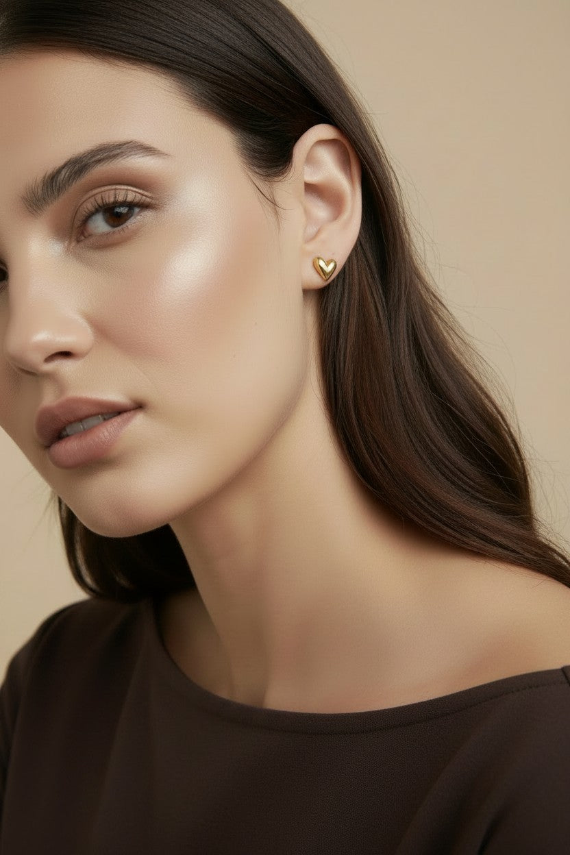 💛 18k Gold Filled Mini Uneven Heart Stud Earrings — Imperfect by Design. Perfectly Charming