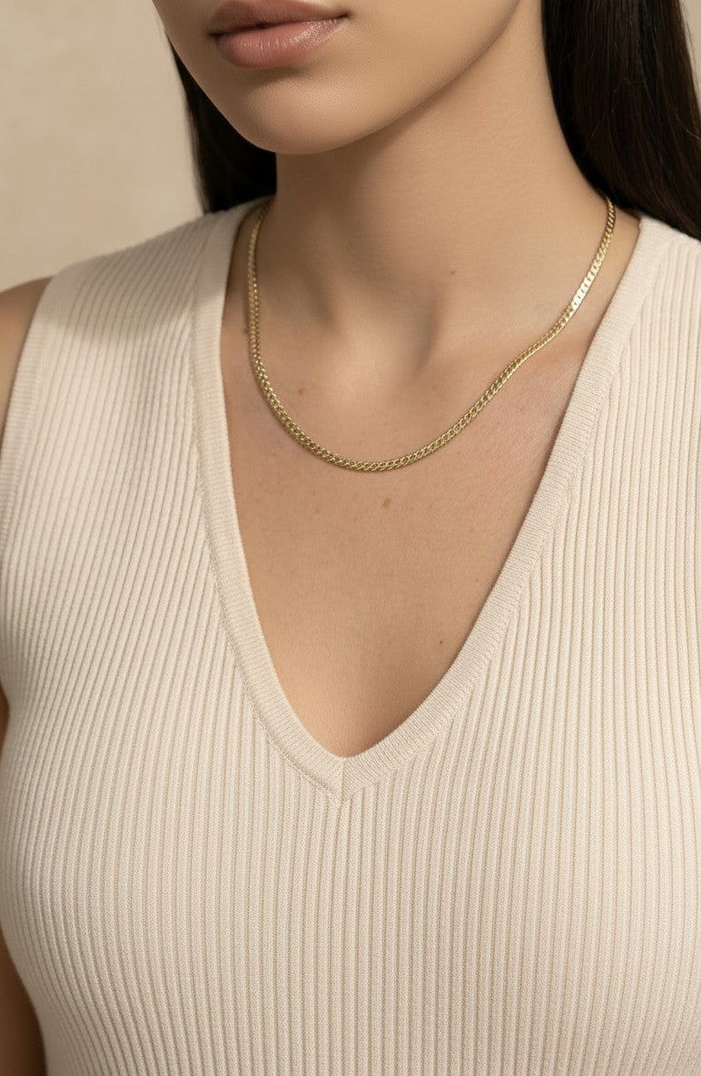 18K Gold Filled Diamond Cut Herringbone Choker Necklace
