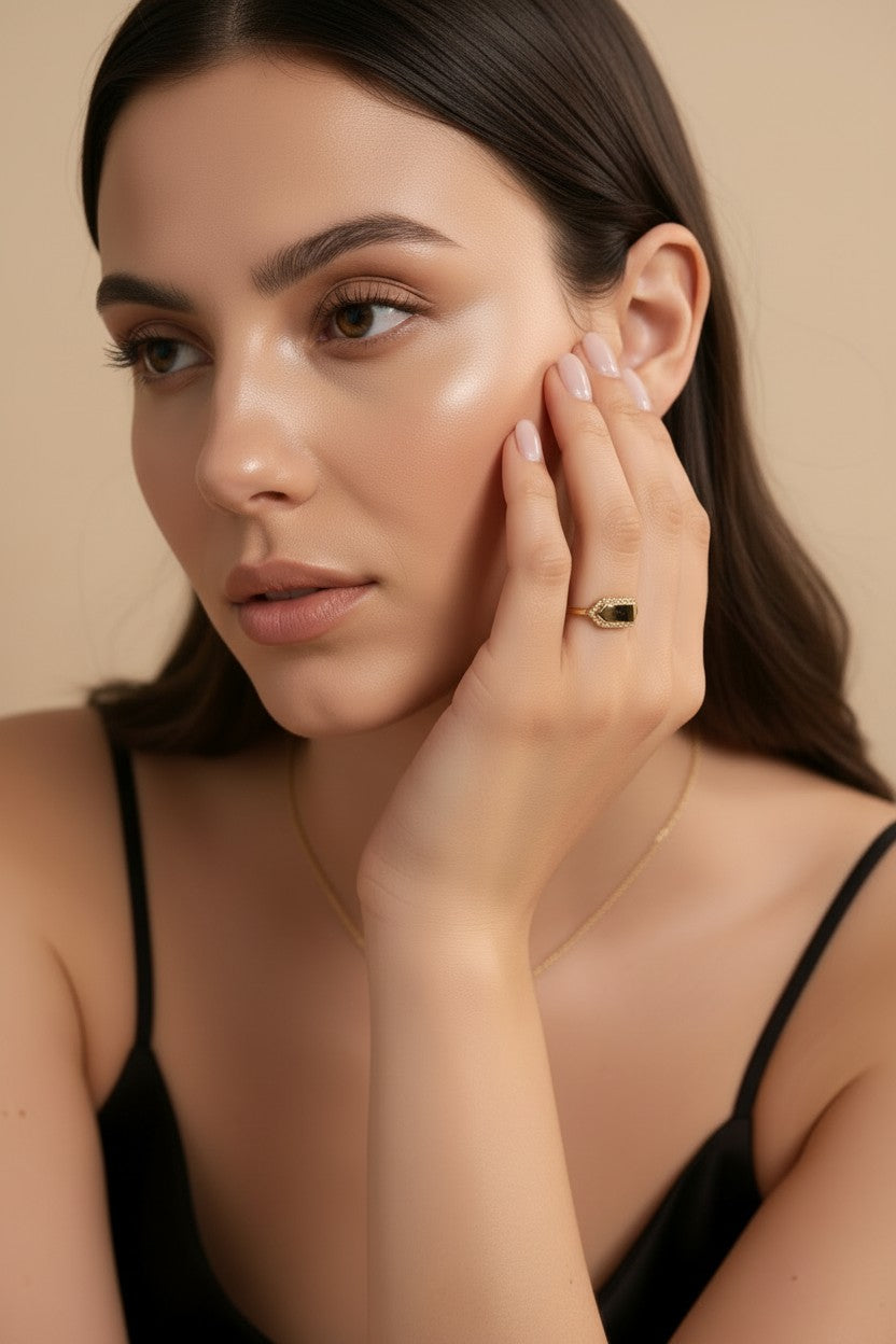 ✨ 18k Gold Filled Pointed Rectangle CZ Ring — The Geometric Statement Your Finger Has Been Waiting For
