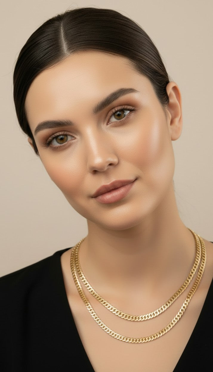 ✨ 18k Gold Filled 4mm Curb Chain Necklace — Substantial. Classic. Four Lengths to Own.
