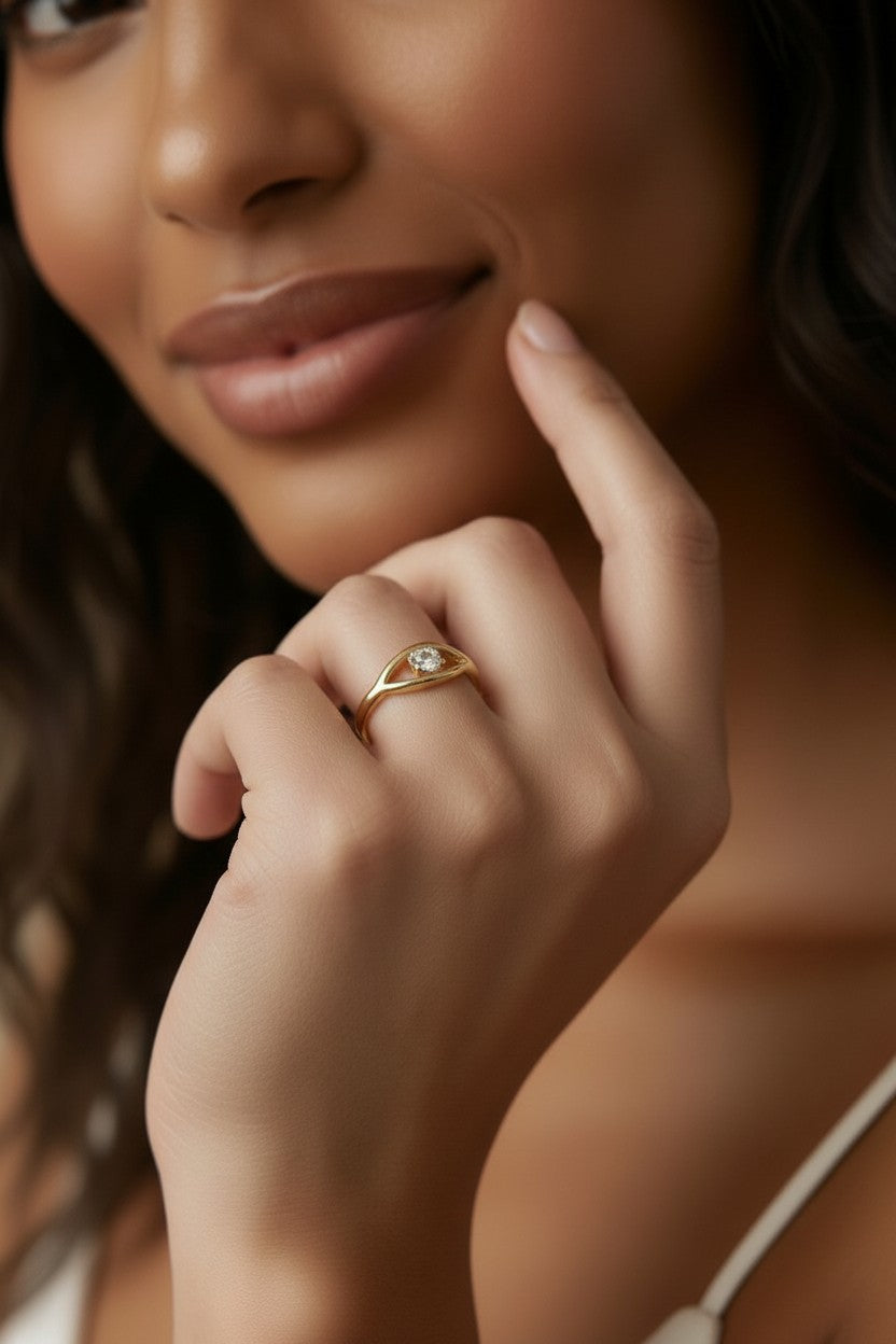 18K Gold Filled CZ Eye Ring