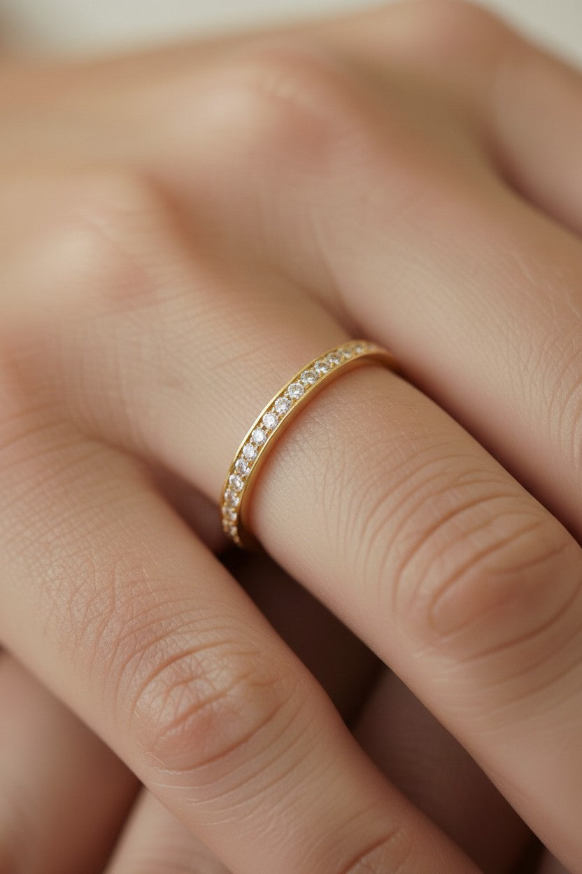 Eternity CZ Band Ring for Women | Sparkling Wedding Band | Stackable Ring | Hypoallergenic Jewelry