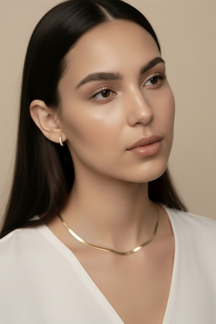 Luxurious Herringbone Chain Necklace - Thick 3mm Statement Jewelry for Women