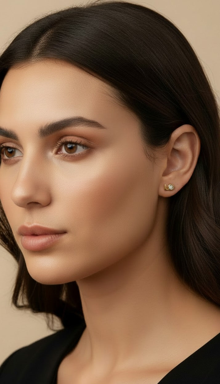 18k Gold Filled CZ LO-VE Stud