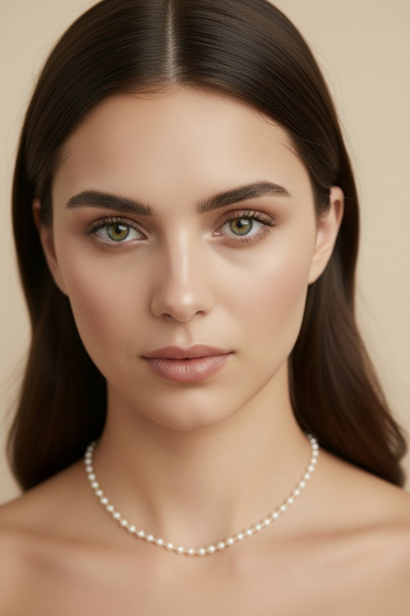 18k Gold Filled 3mm Pearls Choker Necklace