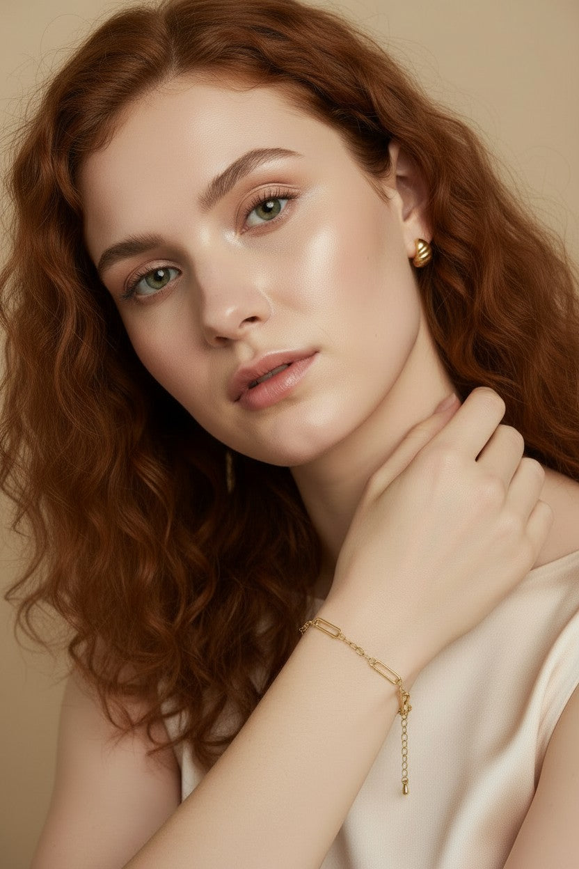 💛 18k Gold Filled Paperclip; Links Chain Bracelet — Two Textures, One Perfectly Balanced Wrist