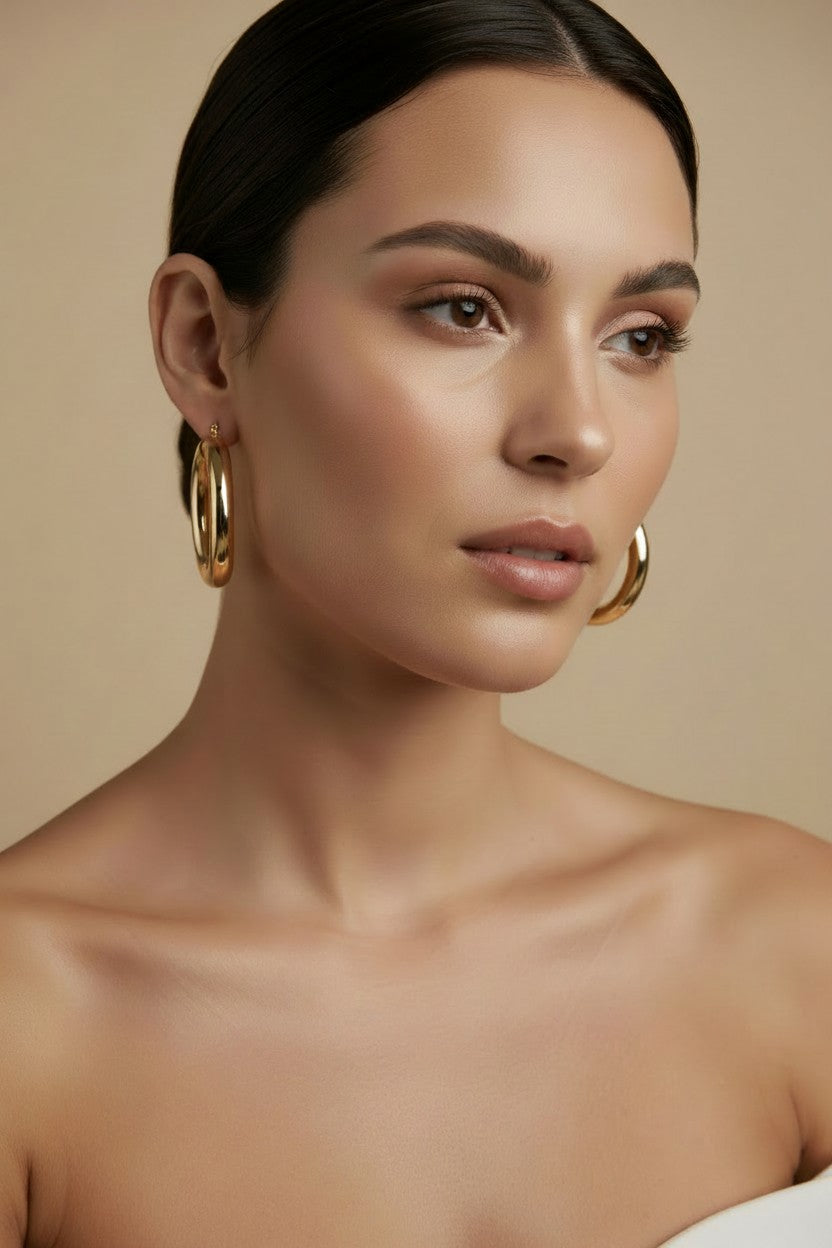 ✨ 18k Gold Filled Chunky Thick Hoop Earrings — Bold By Design. Light By Construction. Unmistakable Always.