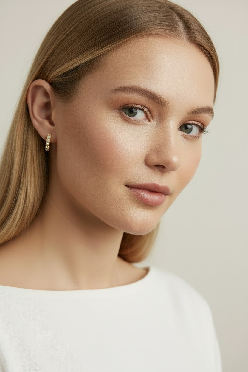 18k Gold Filled Freshwater Pearl Hoop Earrings — Nature Made It. Gold Frames It. You Wear It.