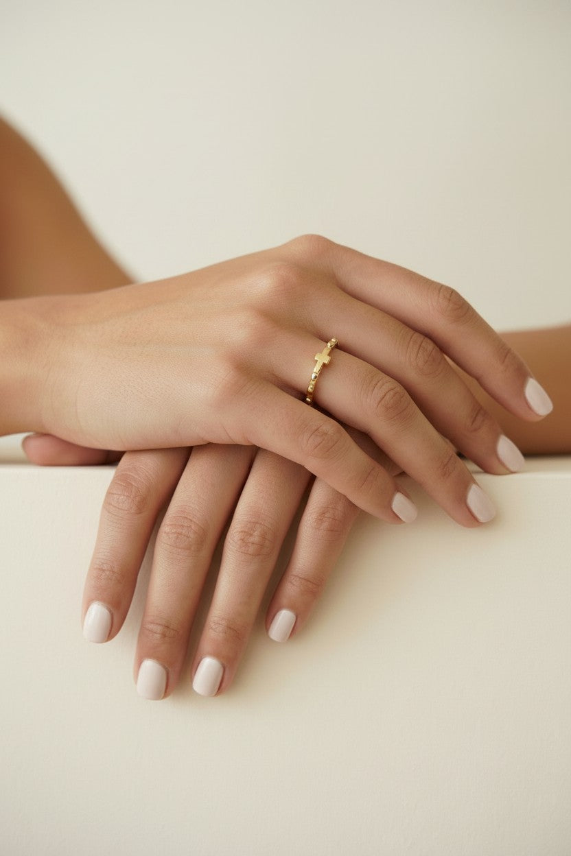 Prayer Ring with Cross - Religious Christian Jewelry for Women
