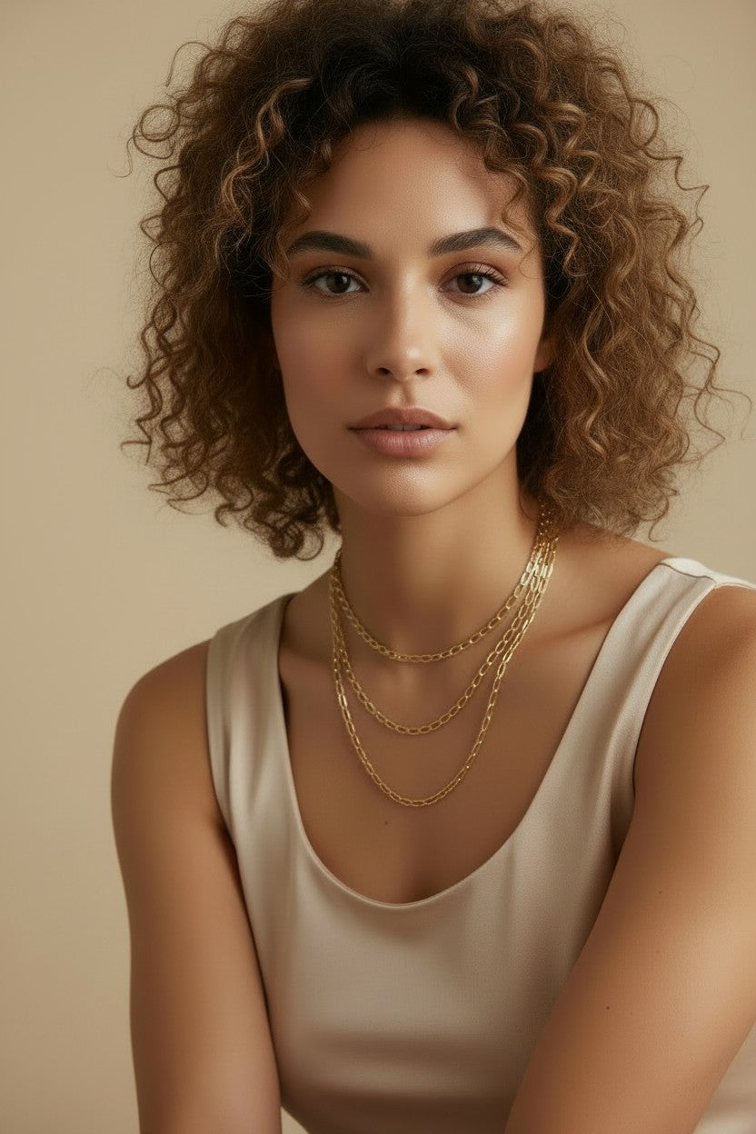 ✨ 18k Gold Filled Twist Link Chain Necklace — A Subtle Spiral in Every Link. Four Lengths.