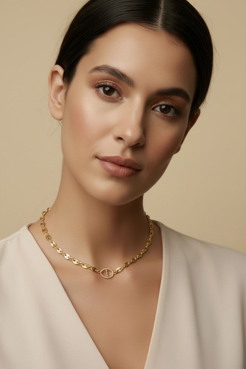 ⚓ 18k Gold Filled CZ Mariner Necklace — The Anchor Chain, Elevated by One Perfect Stone