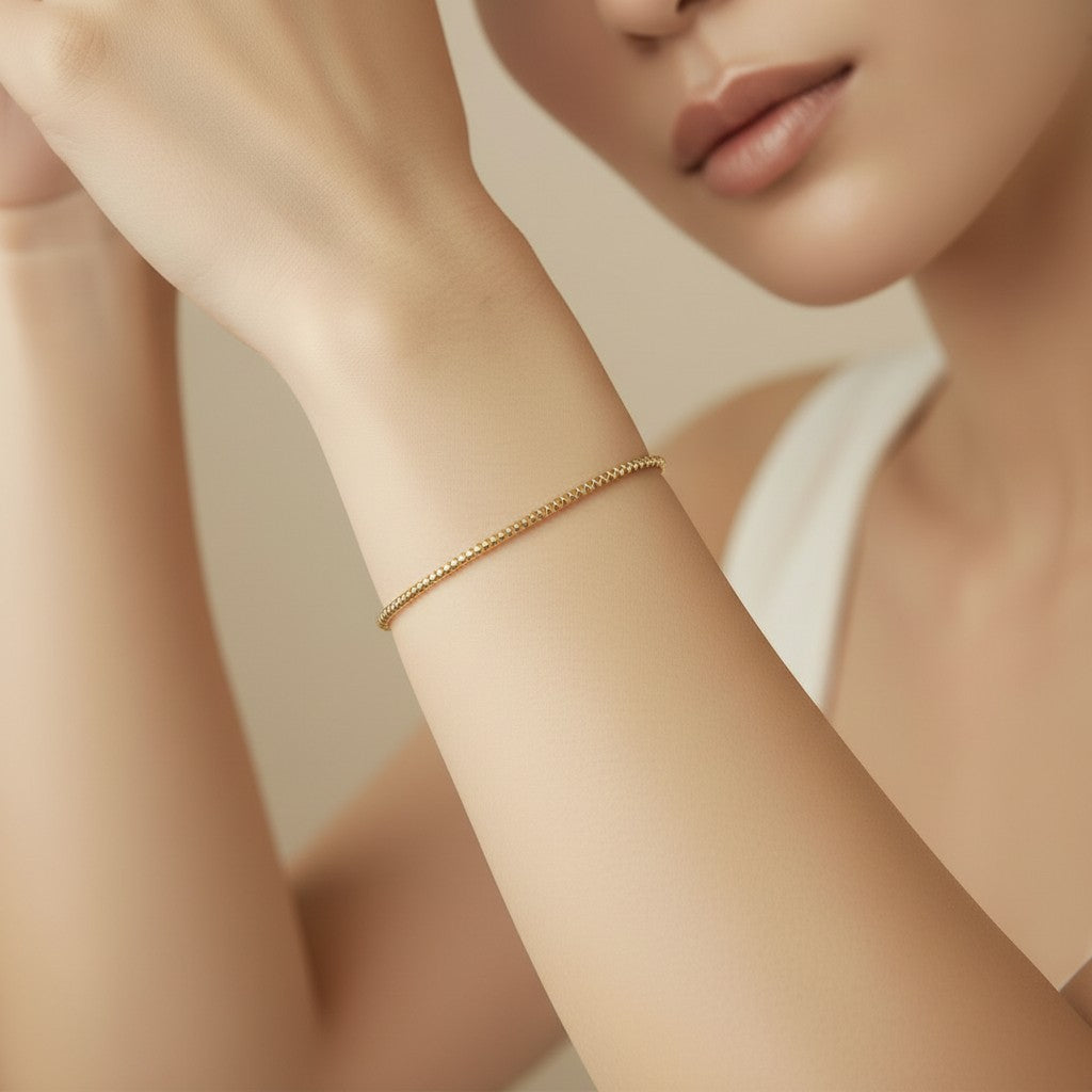✨ 18k Gold Filled 2mm Beaded Cuff Bracelet — Texture. Structure. The Wrist Done Right.
