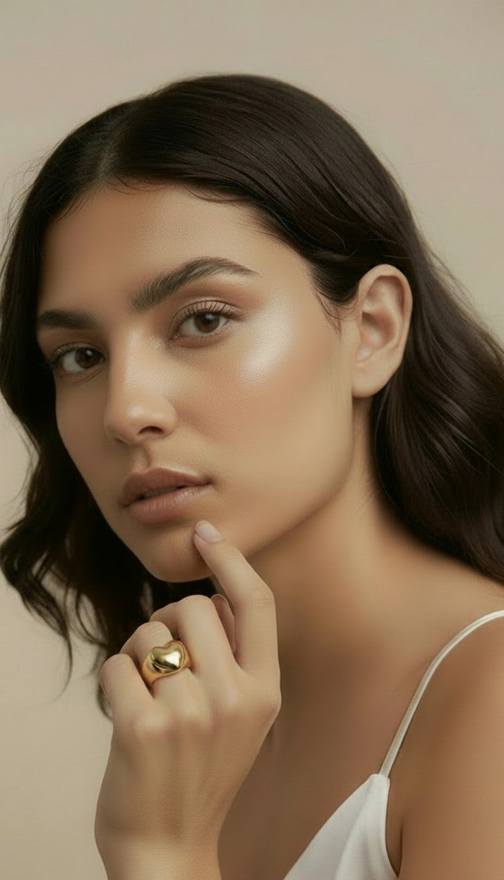 💛 18k Gold Filled Pillow Heart Ring — Love in Warm Gold. Soft Edges. The Fit That Adjusts to You.