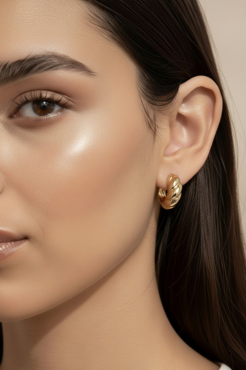 Croissant Clicker Hoop Earrings - Chunky Statement Hoops for Women