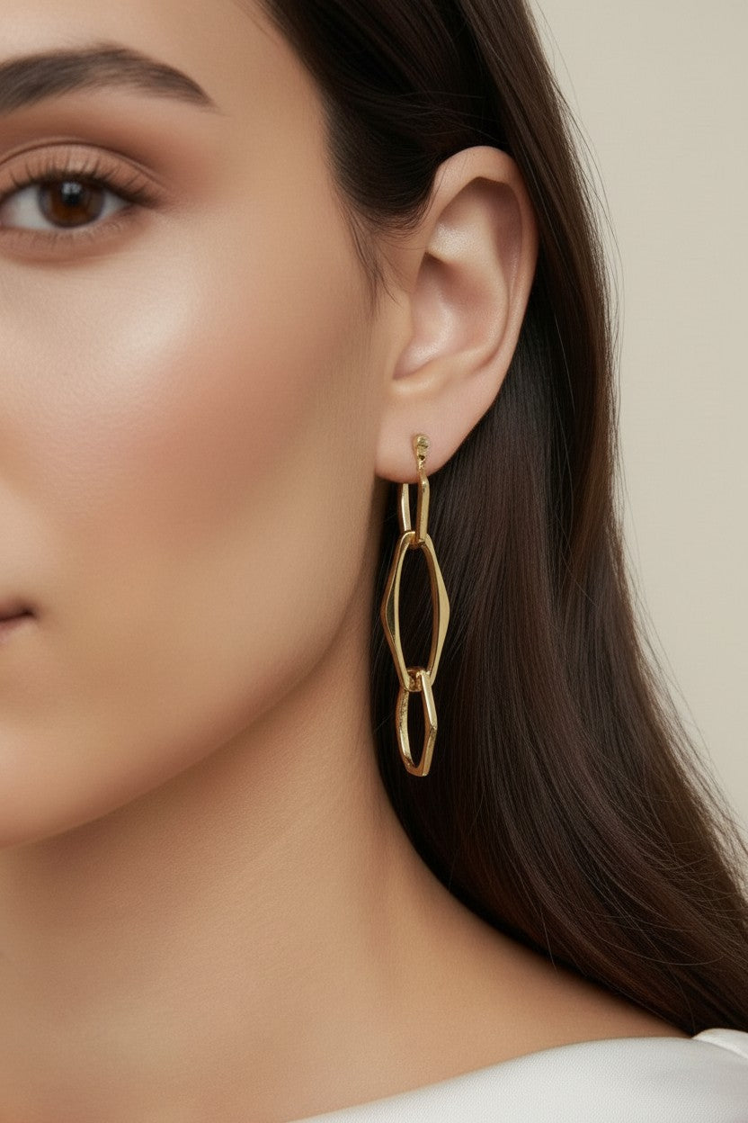 Geometric Dangle Earrings - Modern Statement Earrings for Women