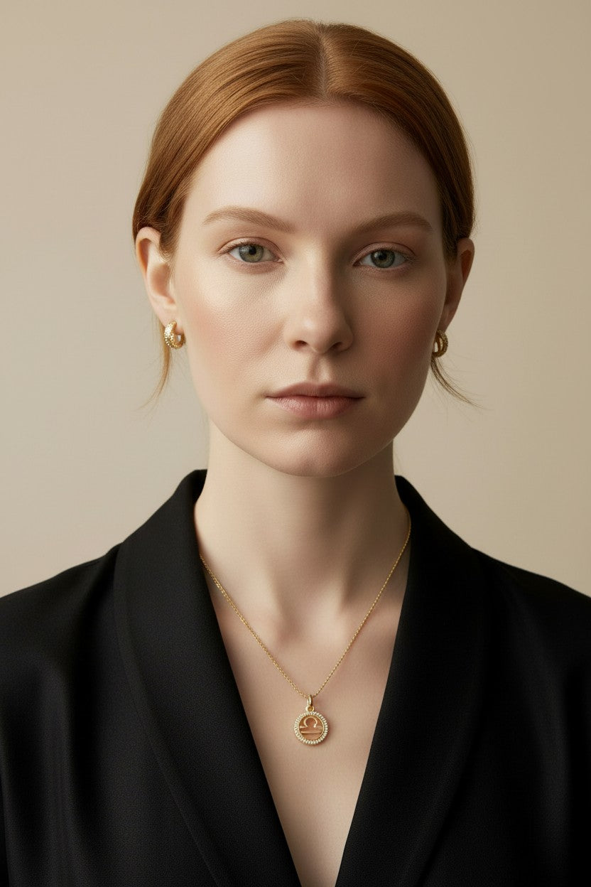 ♎ 18k Gold Filled Libra Zodiac Pendant — Balance, Beauty, and the Sign That Deserves Both in Gold.