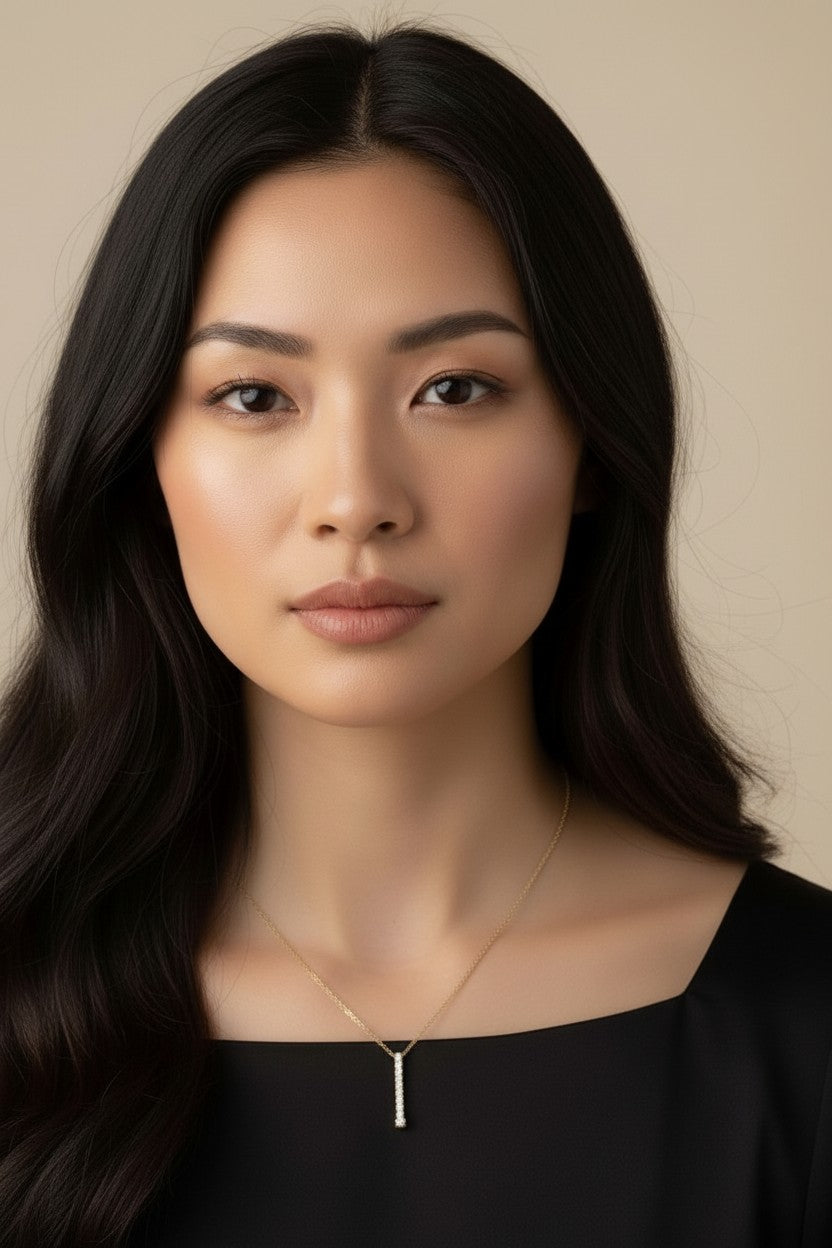 18k Gold Filled Pavé CZ Vertical Bar Drop Necklace — The One That Goes With Everything