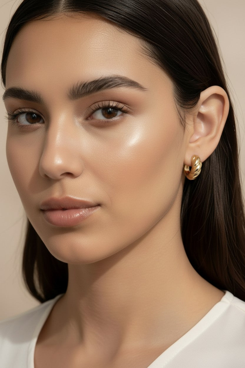 Croissant Clicker Hoop Earrings - Chunky Statement Hoops for Women