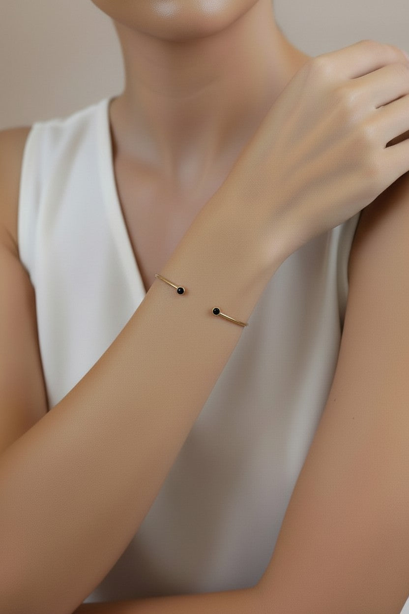Open CZ Cuff Bracelet - Adjustable Statement Bracelet for Women